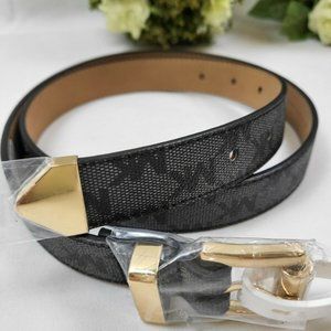 NWT MICHAEL KORS Grey Belt Gold-tone Size: Medium